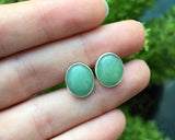 Oval Green gemstone set, Aventurine Necklace and  earrings, gift for her
