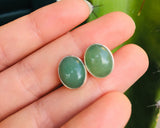 Oval Green gemstone set, Aventurine Necklace and  earrings, gift for her
