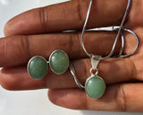 Oval Jade Sterling Silver Pendant Necklace • Handmade Gemstone Jewelry