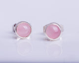 Rose Quartz Stud Earrings: Pink Feminine Post Earrings, Self-Love Healing