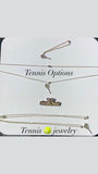 Tennis racket link bracelet and necklace set, gift for tennis lover, tennis racquet jewelry set, sporty jewelry, tennis birthday gift