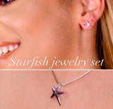 Starfish jewelry set, ocean inspired necklace and earrings, gift to bring intuition, growth, this celestial being represents Divine Love