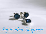 Sapphire Blue jewelry set, September birthstone, dark blue stud earring and charm set, sterling silver, birthday gift, minimalist jewelry