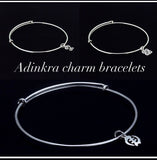 Charm bracelet, Inner strength and humility, Rams horns dainty charm, adjustable adinkra symbol charm bracelet