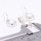 Freshwater Pearl Necklace Earrings Set: Sterling Silver Bezel