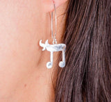 Sterling Silver Chai Musical Note Earrings, Hebrew Jewelry Gift