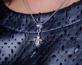 Fleur de lis Necklace, handmade sterling silver pendant signed by New Orleans jewelry artist Chester Allen Louisiana State symbol