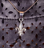Fleur de lis Necklace, handmade sterling silver pendant signed by New Orleans jewelry artist Chester Allen Louisiana State symbol
