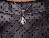 Fleur de lis Necklace, handmade sterling silver pendant signed by New Orleans jewelry artist Chester Allen Louisiana State symbol
