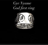 Sterling Silver Wide Band Ring: Ghanaian Gye Nyame Adinkra Symbol
