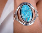 Turquoise Cuff Bracelet: Sterling Silver, December Birthstone