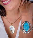Silver Turquoise necklace, one of kind handmade gift, December birtthstone
