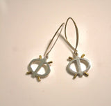 Silver drop earrings, meaningful jewelry, Ghana and Akan culture, Adinkra symbol, Wawa Aba, gift for toughness, recovery, strength