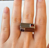 Two-Tone Gemstone Ring: Amethyst & Garnet, Avant Garde Design