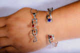DNA JEWELRY SET, Sterling silver necklace and bracelet set with blue and red crystals, perfect science gift, genetics gift, Graduation gift