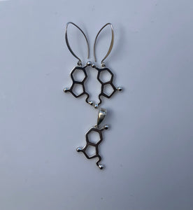 Serotonin Molecule earring and necklace set science gift great for science gift handmade Sterling silver
