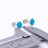 Blue Opal Stud Earrings: Sterling Silver October Birthstone