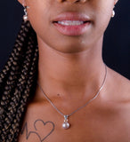 Freshwater Pearl Necklace Earrings Set: Sterling Silver Bezel