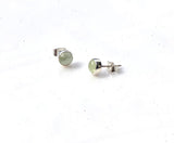 Aquamarine Sterling Silver Stud Earrings: Lime Cream Green, March Birthstone