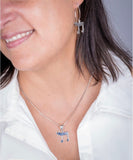 Sterling Silver Chai Necklace and Earrings: Judaica Jewelry Set