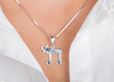 Sterling Silver Chai Necklace and Earrings: Judaica Jewelry Set