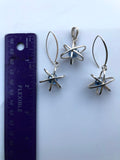 Atom Earring Sterling silver with blue crystal Chester Allen science inspired jewelry art Like Attract Like Earrings