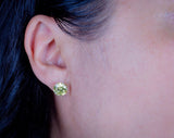 Peridot Crystal Stud Earrings: Sterling Silver, August Birthstone