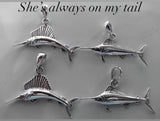 Marlin necklace, sterling silver, handmade nautical jewelry gift