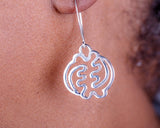Gye Nyame Sterling Silver Dangle Earrings: Handmade Adinkra Jewelry