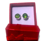 Peridot earrings, sterling silver August and September birthstone, green round studs, men, children, and women, 16th anniversary gift