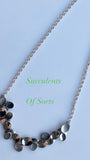Silver necklace bib style nature inspired leaf design sterling matte hammered and high polish Finishes Moi Magazine, succulent necklace