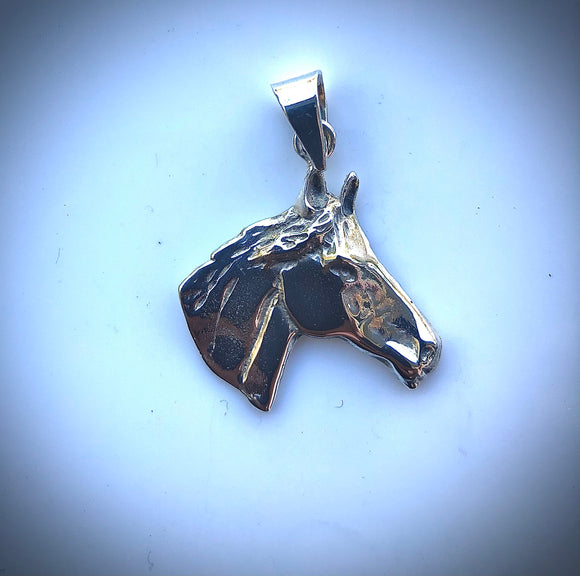 Horse necklace, Sterling silver horse head pendant, womens equestrian jewelry, mens rancher gift