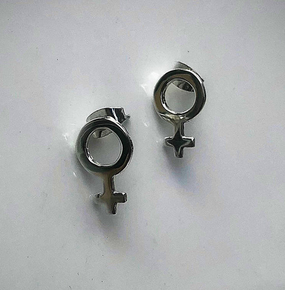 Female symbol earrings, large size studs, womens equity day, Venus stud earrings, womens empowerment jewelry