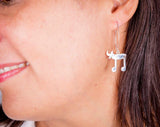 Sterling Silver Chai Musical Note Earrings, Hebrew Jewelry Gift