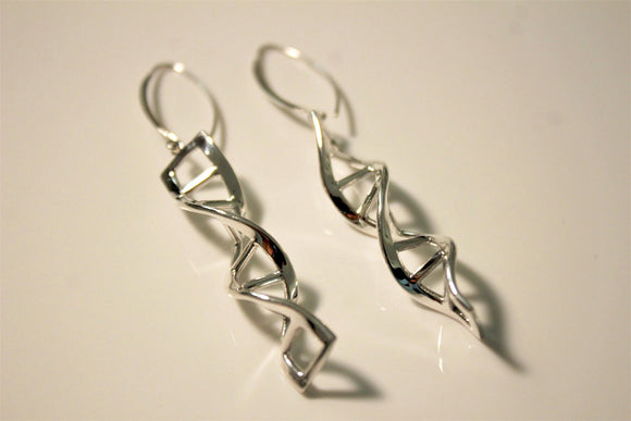 DNA earrings, double helix drop earring, sterling silver genetics, science gift, graduation present, Earring National DNA day