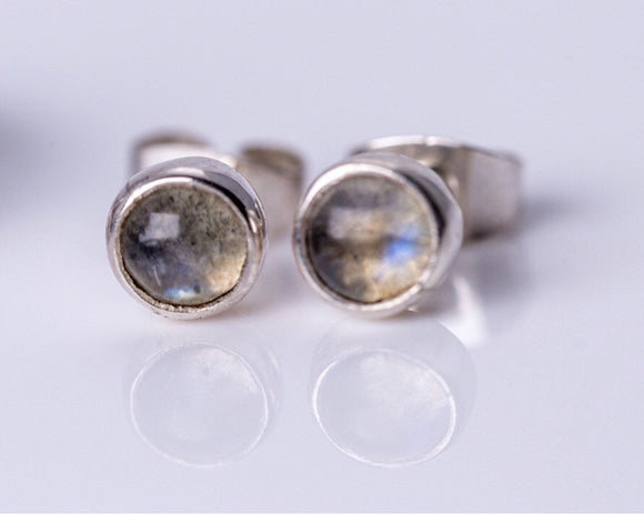 Labradorite earrings, sterling silver studs
