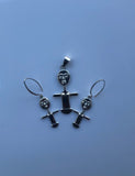 Akwaba Doll Necklace set, Silver fertility dolls, akua'ba jewelry gift