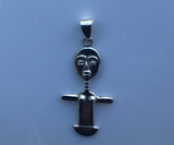 Akwaba Doll Necklace set, Silver fertility dolls, akua'ba jewelry gift