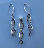 DNA jewelry set, Double Helix necklace and earrings, Science gift, family heritage gift