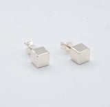 Sterling Silver Cube Earrings: Geometric Minimalist Jewelry