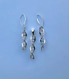DNA jewelry set, Double Helix necklace and earrings, Science gift, family heritage gift
