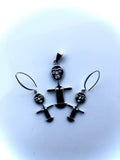 Akwaba Doll Necklace set, Silver fertility dolls, akua'ba jewelry gift
