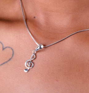 Music necklace, treble clef necklace, handmade, sterling silver, great gift for music teacher, music student and music lover