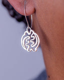 Gye Nyame Sterling Silver Dangle Earrings: Handmade Adinkra Jewelry