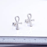 Large Ankh stud earrings, sterling silver studs, Egyptian coptic cross, Handmade Kemetic jewelry, mystic, goth, Mothers Day gift