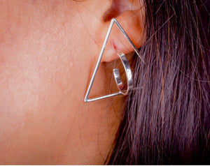 Modern Earring, geometric jacket post earrings, Artsy gift for her