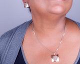Heart necklace and earrings set, Mixed metal jewelry set,  gift for her