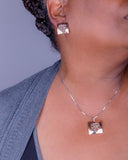 Mixed Metal Heart Necklace and Earrings Set