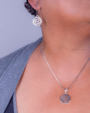 Sterling Silver Gye Nyame Jewelry Set: Adinkra Pendant Necklace & Earrings
