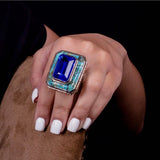 Statement ring,  sterling silver Artsy gemstone ring for her, December birthstone, Turquoise and coral handmade ring